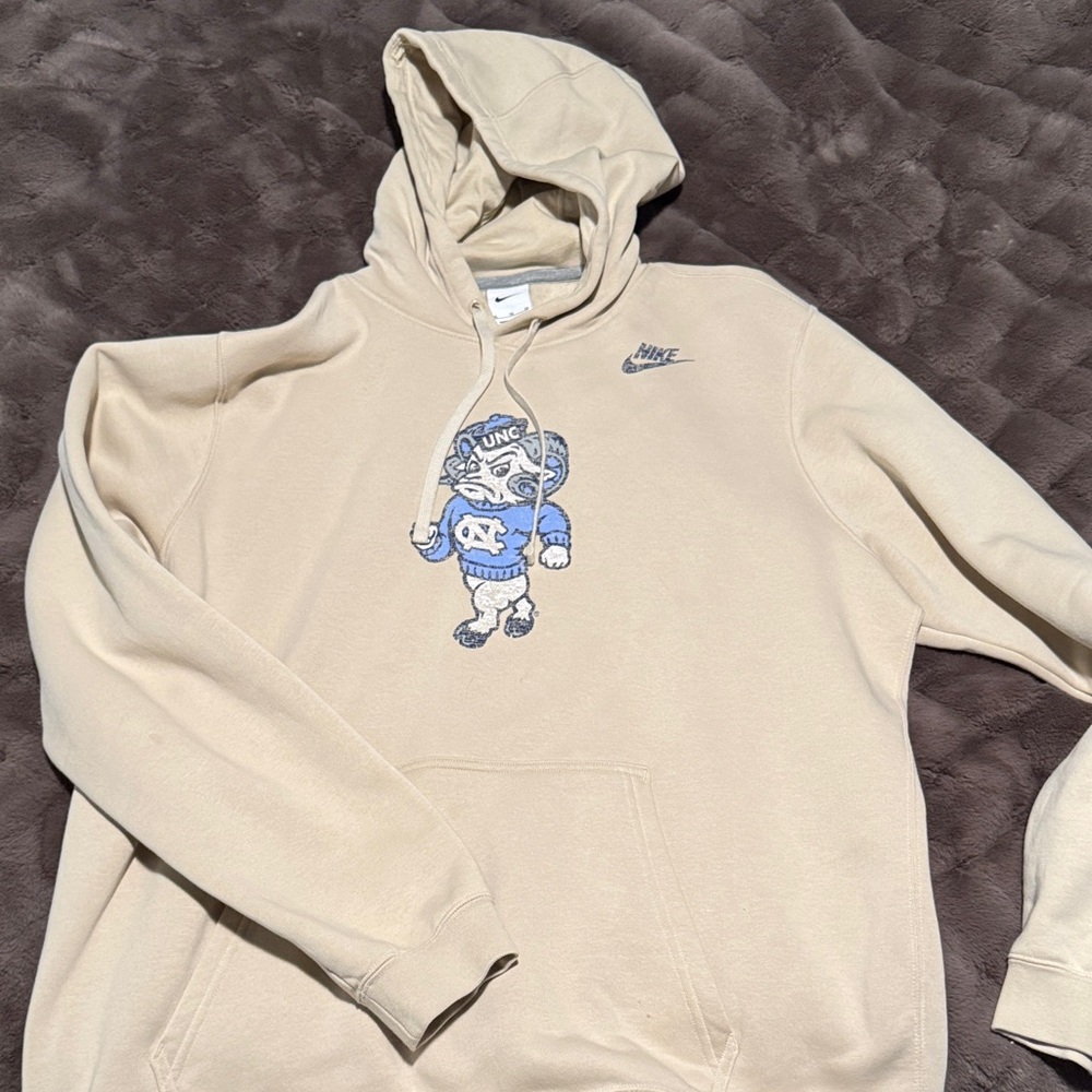 Nike Men's Beige Hoodie with Cartoon Graphic